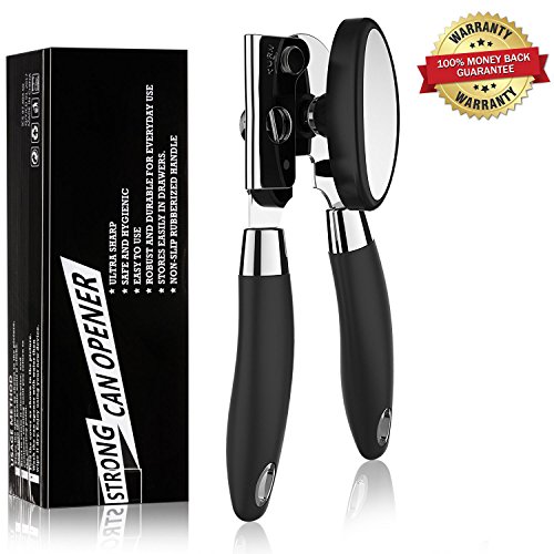 Can Opener Heavy Duty Tin Opener Professional Stainless Steel NO-Rust Manual Opener Ergonomically Designed Handle and Easy to Turn Knob -Dishwasher Safe（Black） - Thumbnail 6