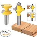 Max-Craft 2 Pcs 120 Degree Matched Tongue Groove Wood Router Bit Set with Edge Banding Woodworking Groove Chisel Cutter Tools, 1/2-Inch Shank Wood Molding Grooving for Floor, Windows, Floor, Cabinet
