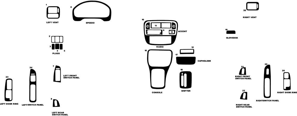 Rvinyl Rdash Dash Kit Decal Trim for Honda Civic 1996-1998 - Sticker Bomb (Harajuku)