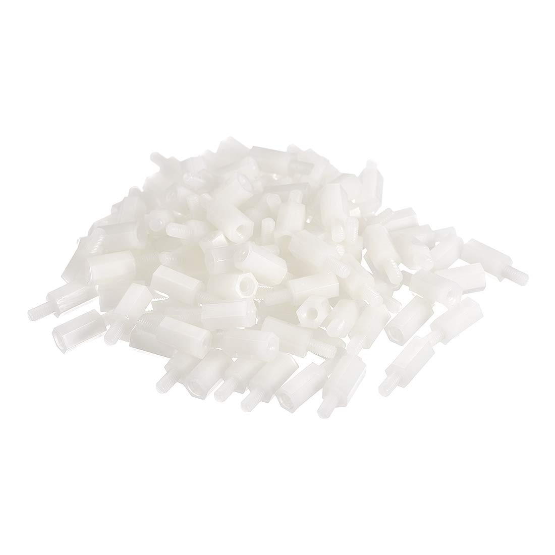sourcing map M3 10+6mm F/M Nylon Hex Standoff Spacer Screws PCB Pillar White 100 Pcs
