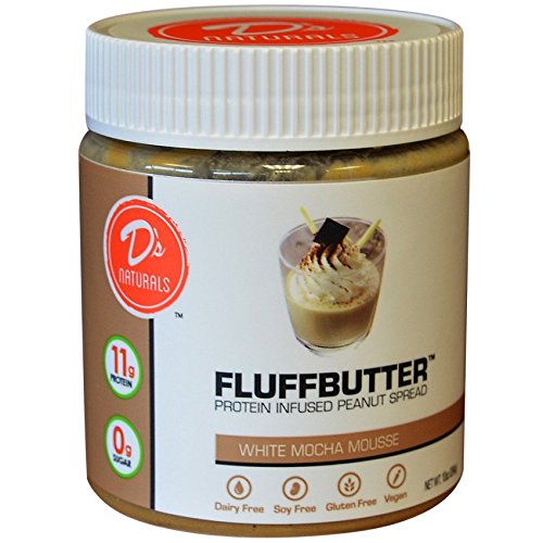 D's Naturals Sugar-Free Protein Infused Peanut Fluffbutter, White Chocolate Mousse, 10 Ounce