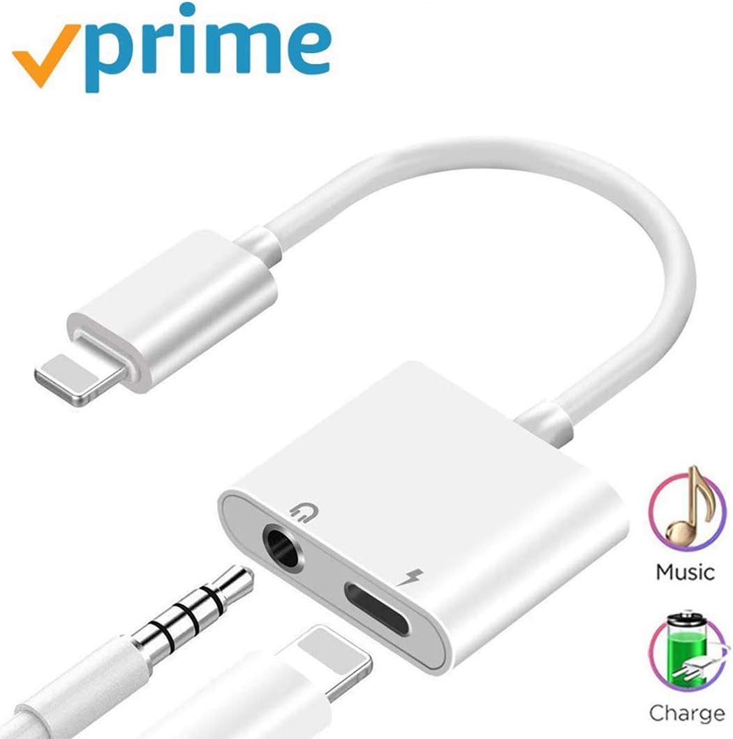 Headphone Adapter for iPhone Charger Jack AUX Audio 3.5 mm Jack Adapter for iPhone Adapter Compatible with iPhone 7/7 Plus/8/8P lus/11/X/XS/XSMAX Dongle Accessory Connector Compatible All iOS Systems