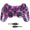 Nuilhpn PS3 Controller with Dual-Vibration Joysticks,Wireless Game Controller Compatible with PS 3 with Charging Cord…