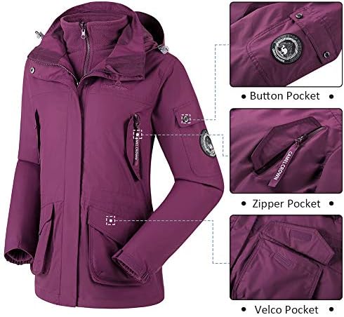 Black waterproof ski jacket with multiple pockets and internal lining.