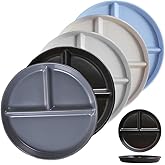 LRUUIDDE Portion Control Plate for Balanced Eating (5 Pack), 9" Unbreakable Divided Plates,3 Compartment Plates, Reusable Plastic Plates,Weight Loss, BPA Free