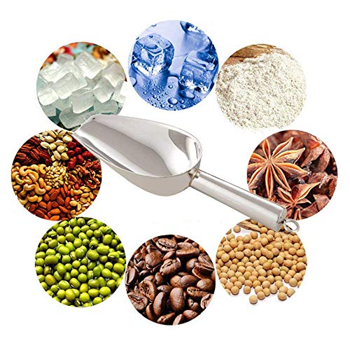 Beaverve Stainless Steel Freezer, Metal Food Candy Popcorn Sugar Spice Flour Scoop, Heavy Duty Silver Ice Cube Scooper - Thumbnail 6