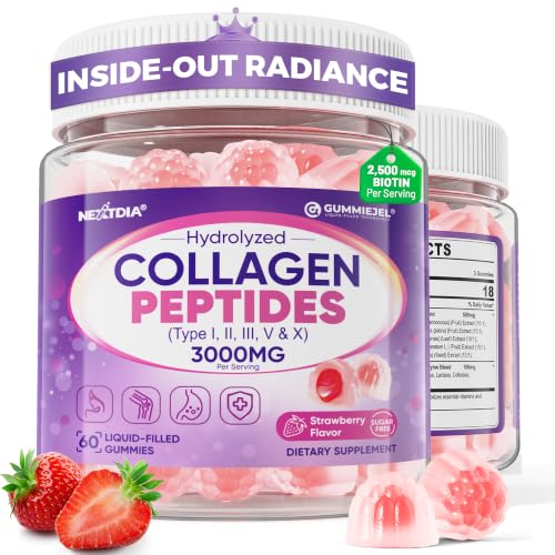 Collagen Gummies for Women & Men 3000mg, Hydrolyzed Collagen Peptides with Antioxidant Blend & Digestive Enzymes, Multi Collagen (Type I,II,III,V,X) for Anti-Aging, Hair, Skin, Nails, Sugar Free,60Cts