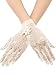 Maxdot Summer Women Lace Short Screentouch Gloves Sun UV Protection Driving Gloves (Beige)