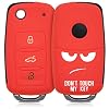 kwmobile autosleutel hoesje compatibel met VW Skoda Seat 3-knops autosleutel – Autosleutel behuizing in wit/rood – Don’t…