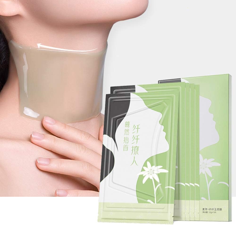 Collagen Neck Masks- 5PCS Neck Lift Mask Sheet for Eliminate and Prevent Neck Wrinkles Best for Neck Skin Firming Moisturizing Care