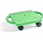 hand2mind Green Indoor Scooter Board with Handles, Ages 5+ | Sit Down Floor Scooter, Gym Activities for Kids, Indoor Sport Recess Games, Physical Education Equipment, Gross Motor Toy
