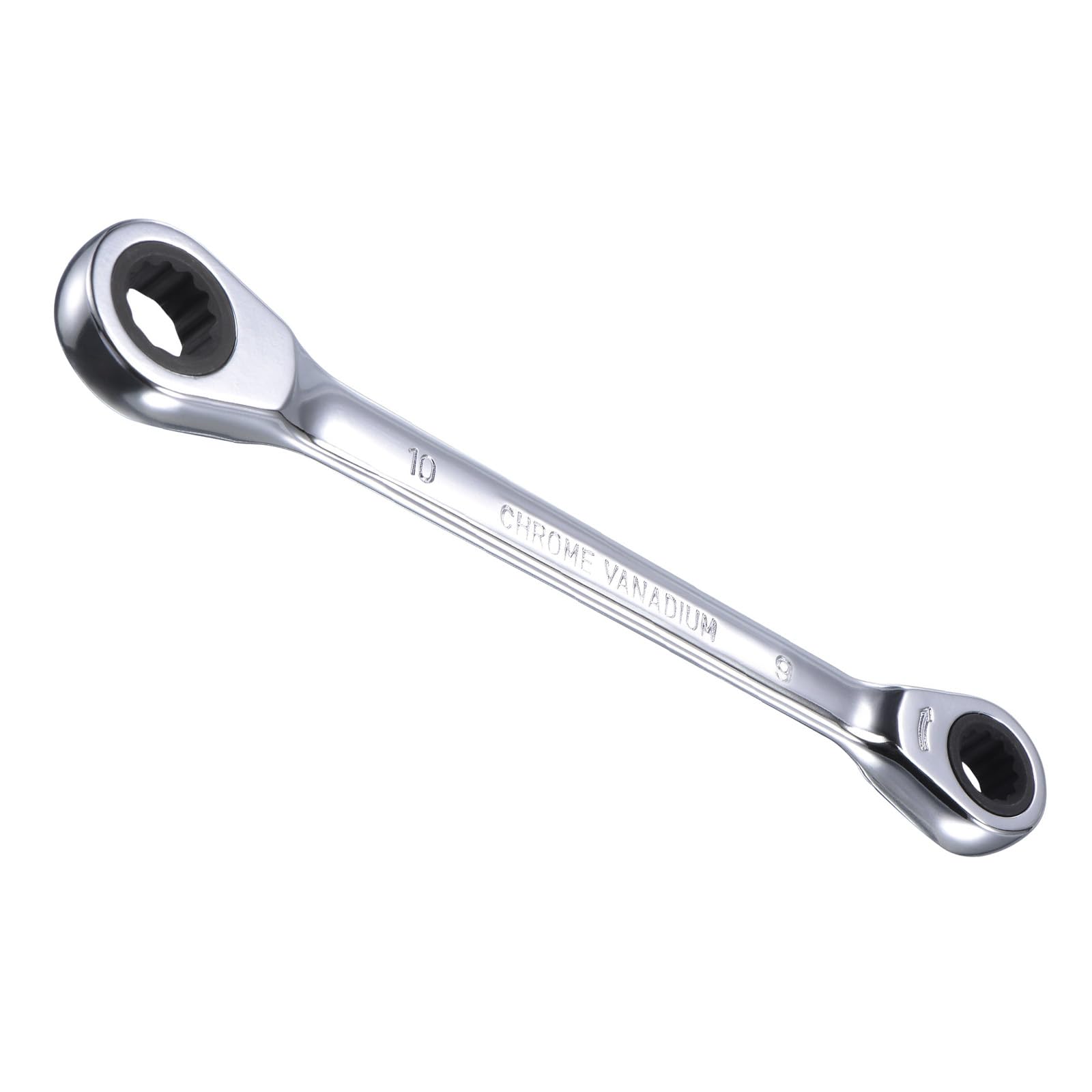 CoCud Double Box End Reversible Ratcheting Wrench, Metric 8 by 10mm Box End Size 72-Teeth, Cr-V Ratchet Spanner - (Applications: for Repairs)