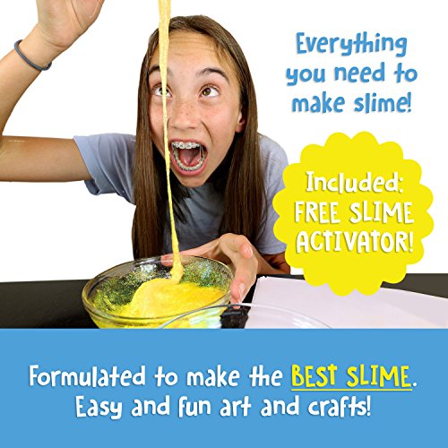 Glitter Glue Slime Supplies Kit for Boys and Girls [NEON COLORS, WASHABLE] Great Stuff for Kids [SLIME ACTIVATOR INCLUDED] Clear Glue Set For Making Red Blue Pink Green Yellow Purple Slimes - Thumbnail 3