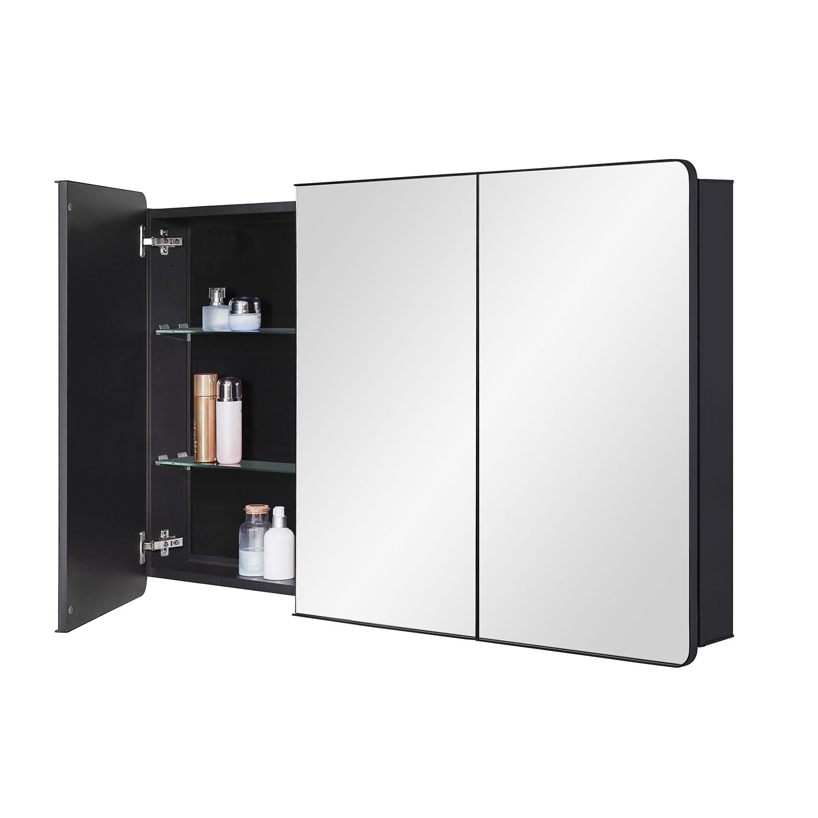 IDYLLOR Bathroom Mirror Medicine Cabinet with Round Corner Framed Door ...