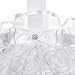 Kloud City 5 Inch White Embroidered Petal Wedding Flower Girl Basket with Satin Rose Bowknot Ceremony Party Decoration