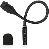 micfuns D2 Flexible Professional Dynamic bob Barker Microphone with switchgear for Video Conference, Singing, Karaoke DJ Mixer Dedicated Disc KTV Bar Gooseneck DJ Mic,3-pin XLR