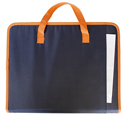Snail&Hawk Fabric Accordion Expanding File Folder with Handle, 13 Pockets Accordian File Organizer, Zipper Closure,A4/Letter Size,Dark Blue