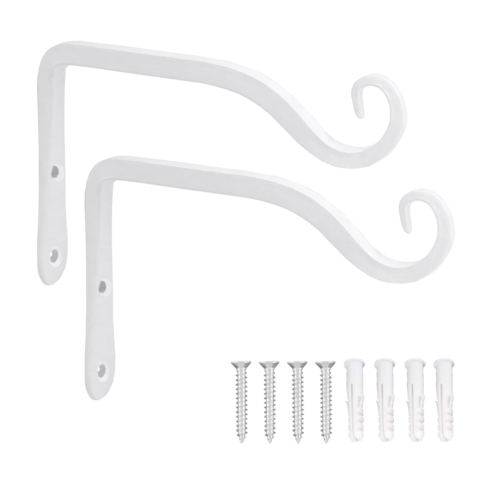 LOOGI Hanging Plant Bracket, Wall Hook Plant Hanger 6 Inch Decorative Hooks for Indoor Planter Lantern, Outdoor Bird Feeder Wind Chime, 2 Pack White