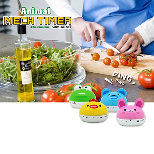 Yiwa Cartoon Animal Kitchen Timer Cute Cooking Mechanical Home Decor Pink