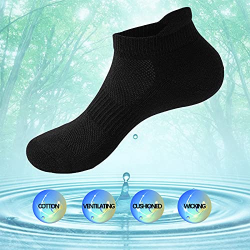 8 Pairs Ankle Athletic Running Socks Cotton Cushioned Low Cut Sports Tab Socks for Women&Men 7-9/9-12