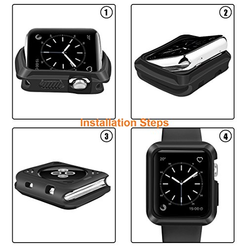 Wolait Compatible with Apple Watch Case 42mm, Rugged Protective iWatch Case with No Built in Screen Protector for Apple Watch Series 3/2/1 (42mm) - Thumbnail 4