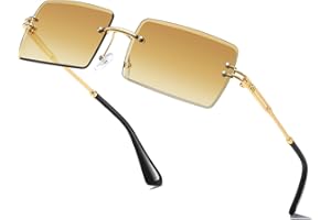 aisswzber Fashion Rimless Rectangle Sunglasses for Women Men Square Glasses Ultralight UV400 Eyewear Unisex 9031