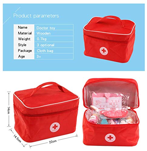 Quality Simulation Bag Medicine BoxChildren's Wooden Quality Simulation Bag Medicine Box Baby Home Simulation Doctor Injection Toy Gift Bag Medicine Kit Baby Simulation Doctor Injection Toy Gift