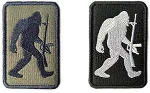Antrix 2 Pcs Tactical Patch of Funny Bigfoot Man Champion Man Hook and Loop Military Patches Set for Backpack Vests Hat Caps Pouch Uniform Dog Harness/Vest Outdoor Decor
