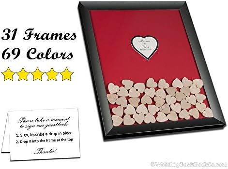Unique Wedding Guestbook Alternative Drop in Wood Hearts Frame