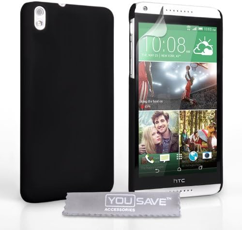 Yousave Accessories HTC Desire 816 Case Black Hard Hybrid Cover