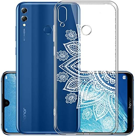 Floral Painted White Half Flower Pattern Printed Design Transparent TPU Soft Silicone Case for Huawei P Smart Plus/Nova 3i,SKYXD 3D Colorful Embossed Beautiful Blossom Flexible Protective Cover