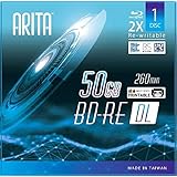 10 Pack Arita BD-RE DL Rewritable 50GB Double Layers 2X 260Min White Inkjet Hub Printable Blank Disc w/Jewel Case