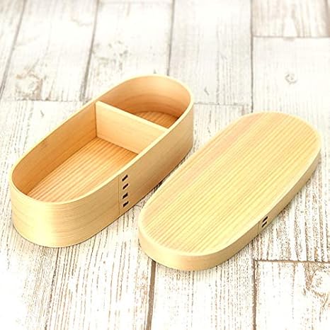 Amazon レンジ対応曲げわっぱお弁当箱 スリム小判 550cc 間仕切り付き 弁当箱 オンライン通販