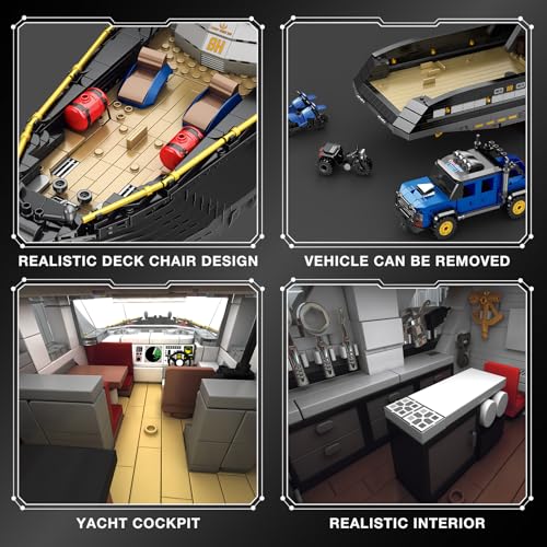 Reobrix 66103 Adult Luxury Yacht Building Kit Cruise Ship Model Kit Toy Yacht Decorations Collectable Exhibition Gift for Adults Boys Girls