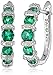 Sterling Silver, Created Emerald, and Diamond-Accented Hoop Earrings