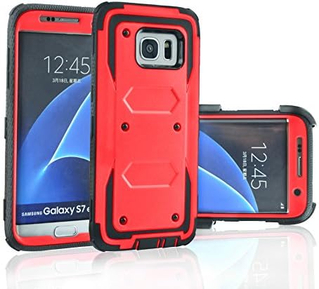 for Samsung Galaxy S7 Case QAenly Creative Hybrid Case Heavy Duty Rugged Dual Layer Case with kickstand for Samsung Galaxy S7 Red