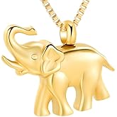 QGJNSGC Cremation Jewelry for Ashes Elephant Shape Stainless Steel Keepsake Memorial Pendant Locket Urn Necklace for Pet/Human Ash Jewelry
