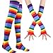 Colorful Rainbow Stripe Leggings Long Knit Gloves Socks Set Party Costume Accessory