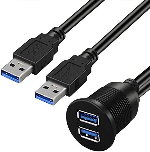 YEKELLA USB 3.0 Panel Flush Mount Cable - USB 3.0 Male to USB 3.0 Female Car Mount Flush Cable Waterproof for Car Truck Boat Motorcycle Dashboard Panel