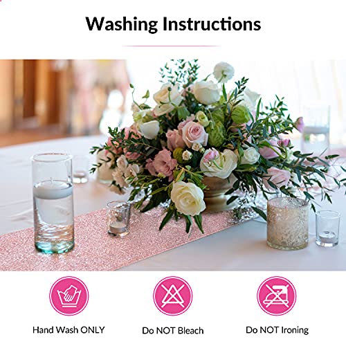 Rose Gold Table Runner,10 Pack Glitter Rose Gold Table Runner for Party Supplies Birthday Wedding Engagement Bridal Baby Shower Celebration Decorations 12 X 108 Inch Rose Gold Table Runner Sets