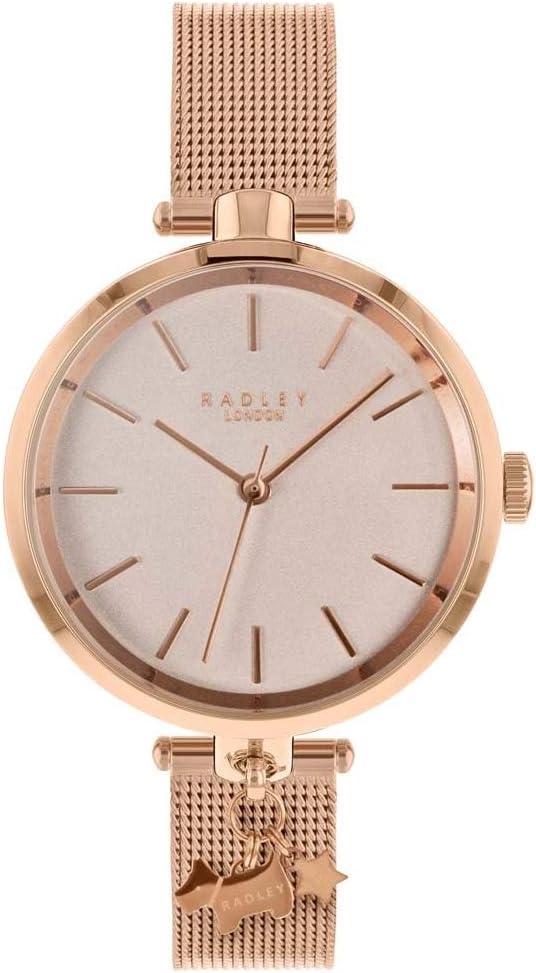 Rose Gold mesh Bracelet Strap Watch with Hanging Charms RY4364