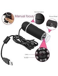Koolertron 5 MP 20   300 x USB Microscopio Digital lupa Cámara de vídeo, 8 LED Iluminación con control de intensidad, soporte de base, software para Windows, Mac, Vista,