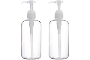 Pump Bottle Shampoo Pump Dispenser, Yebeauty Shampoo Bottles with Pump 10oz Clear Empty Plastic Empty Refillable Shower Bottle Dispenser 2 Pieces Containers with Travel Lock for Soap Cream Lotion Gel