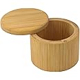 ELDOMA Bamboo Salt Cellar With Lid Perfect for Salt Storage, Containers for Countertop, Keeper, Bamboo Jar for Kitchen