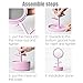 LED Lighted Makeup Mirror / Circle Touch Screen Vanity Mirror, Bathroom Countertop Cosmetic Mirrors with Organizer, Batteries or USB Charging, 360° Free Rotation - Pink