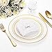 100 Pieces Gold Plastic Plates,HabiLife White Party Plates, Disposable Plastic Wedding Party Plates 50 Dinner Plates 10.2 inches and 50 Salad/Dessert Plates 7.5 inches ...
