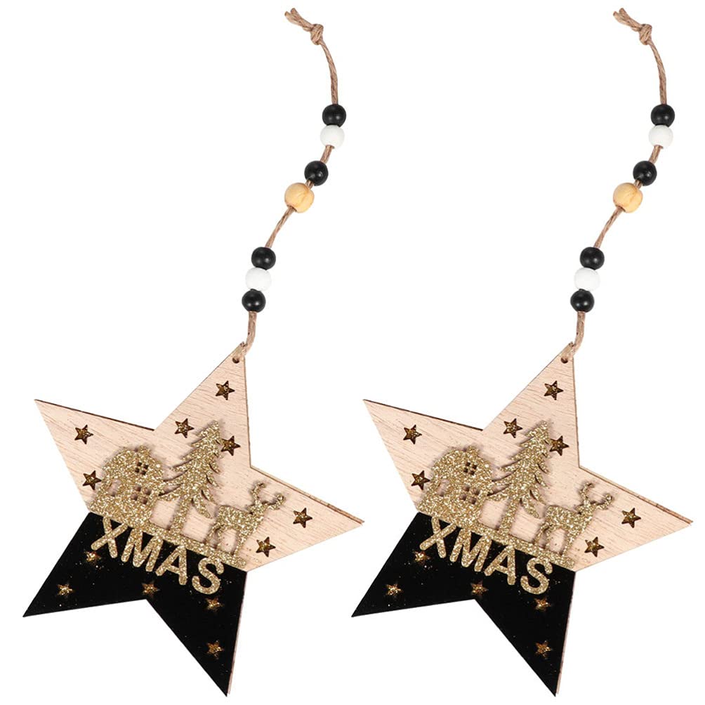 Buy Toyvian 2pcs Wooden Star Hanging Ornaments Rustic Star Door Sign