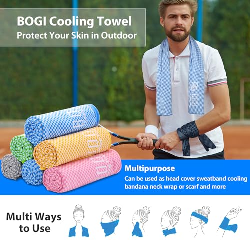 BOGI 4 Pack Cooling Towel, Cooling Towels for Neck and Face- Ice Towel for Instant Cooling, Soft Breathable Chilly Towel, Stay Cool for Yoga, Sport, Gym, Camping & More Activities (M: 40" x 12")
