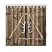 InterestPrint Wooden Garage Barn Door Shower Curtain, Vintage Rustic Country Wooden Gate with Antler Handles Decor Fabric Bathroom Set with Hooks, 72 X 72 Inches Long, Brown