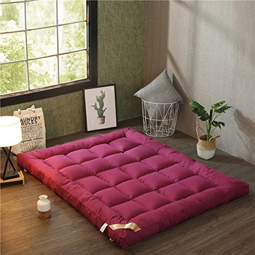 hxxxy Collapsible Plenty Thick Tatami Floor mat,Large Easy to carry33 Various Sizes Dorm Queen-King Washable Futon Mattress Topper-Red Wine 100x200cm(39x79inch)